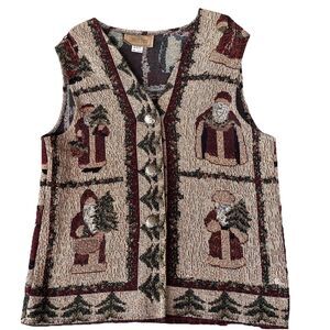 Vintage Painted Pony Womens Christmas Tapestry Vest One Size Made In USA
